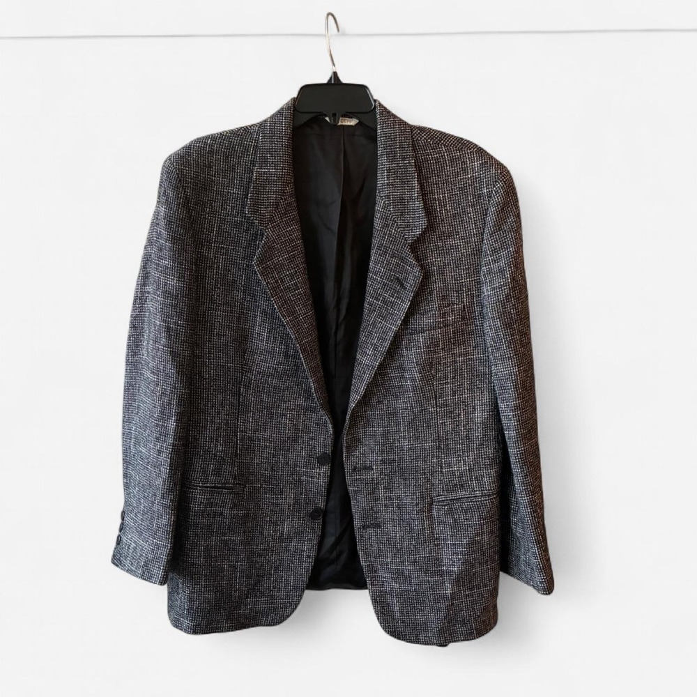 Vintage TJW by Myrvin's black & grey tweed plaid blazer & made in America